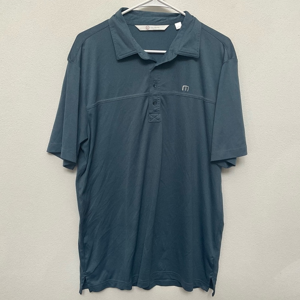 Travis Mathew Blue Quick Dry Golf Polo With White Logo Size Large Preppy